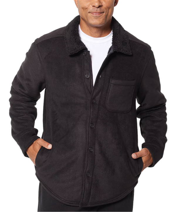 As Is Cuddl Duds Men's Bonded Fleece with Sherpa Shirt Jacket