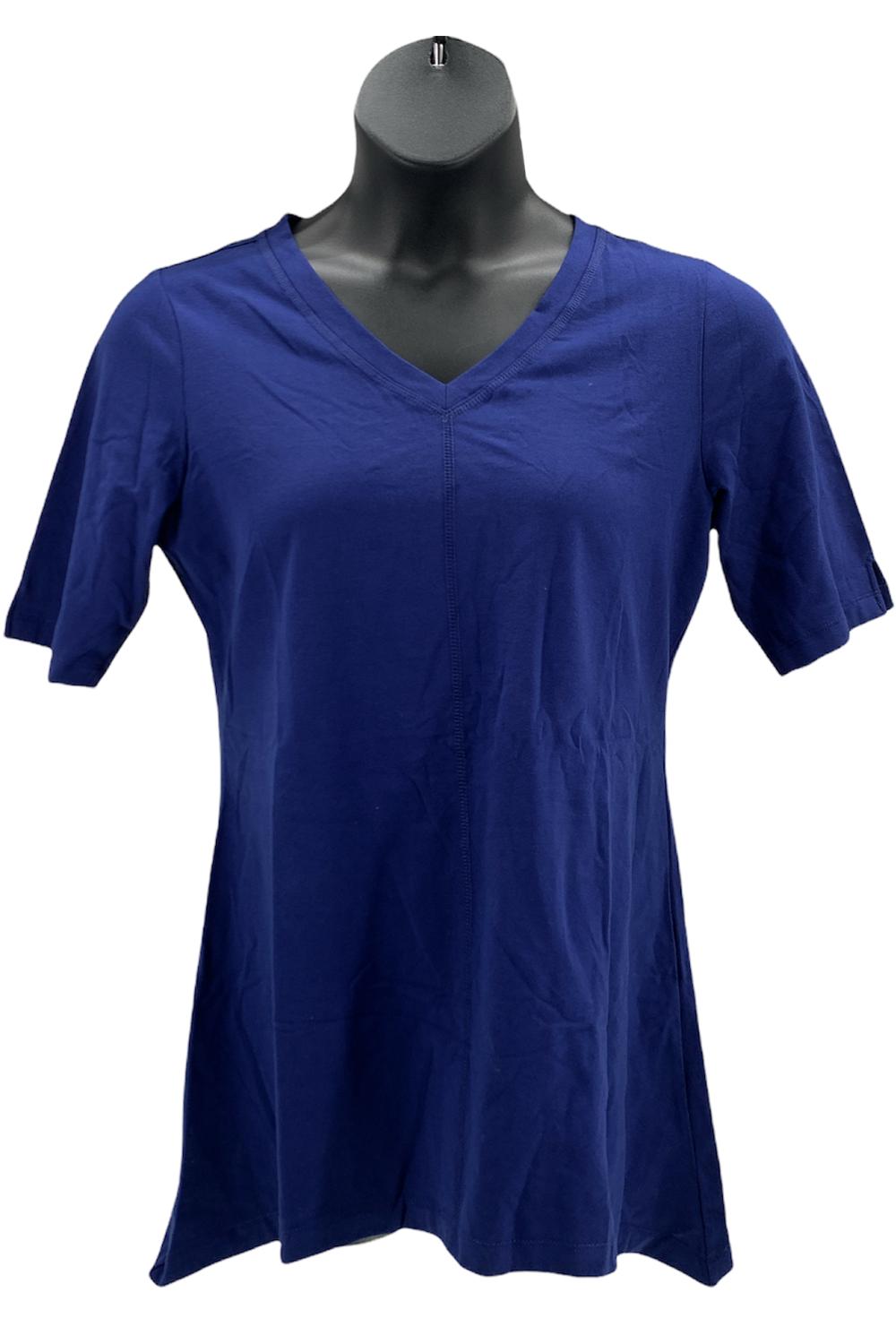 Denim & Co. Perfect Jersey V-neck Trapeze Hem Top 