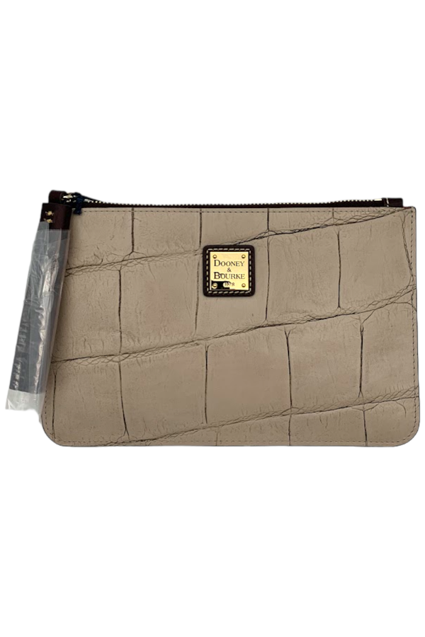 Dooney Bourke Croco Carrington Pouch Taupe Jender