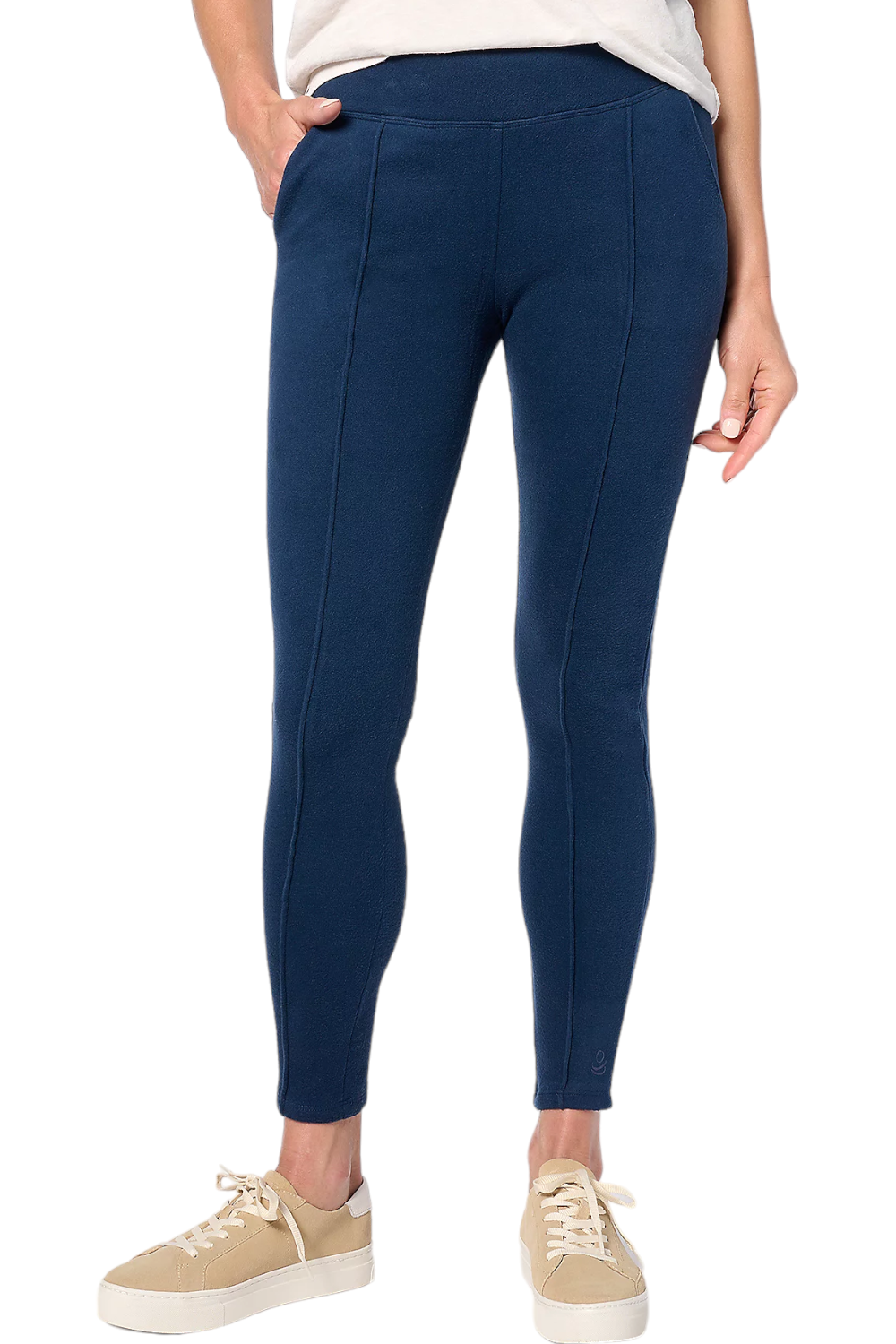 Cuddl Duds Flannel Fleece Leggings with Seam Detail Blue