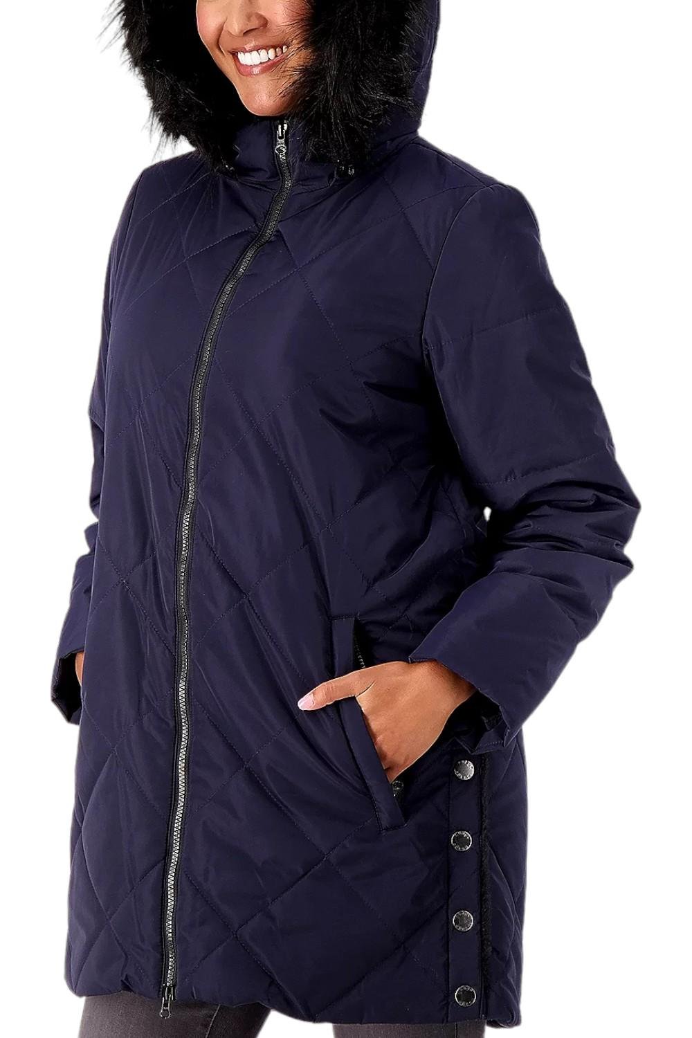 Nuage Faux Fur Lined Quilted Parka Navy