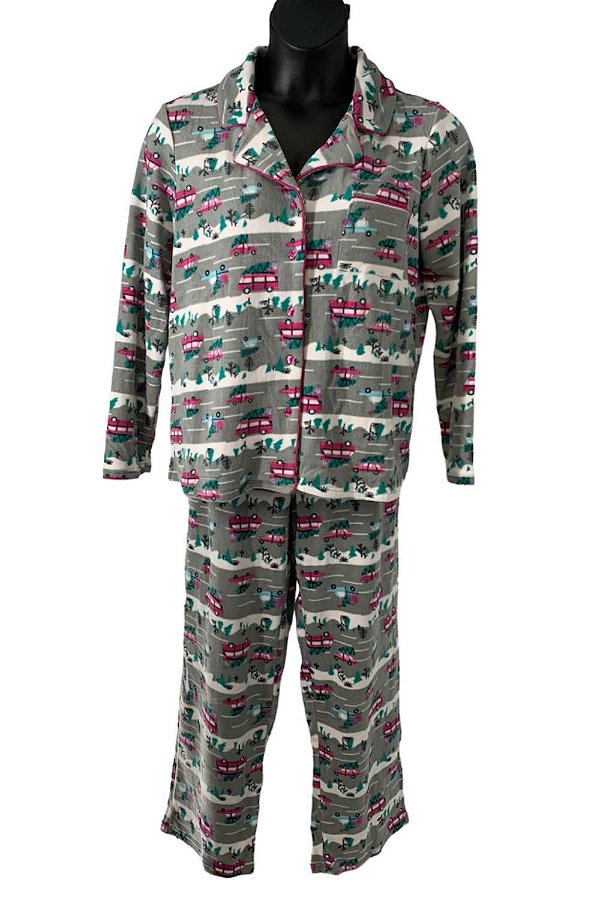 Hanes Legacy Stretch Fleece Notch Collar Pajama Set Wagoneer