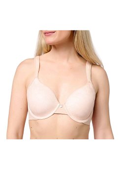 Breezies Floral Lace Wirefree Support Bra Champagne