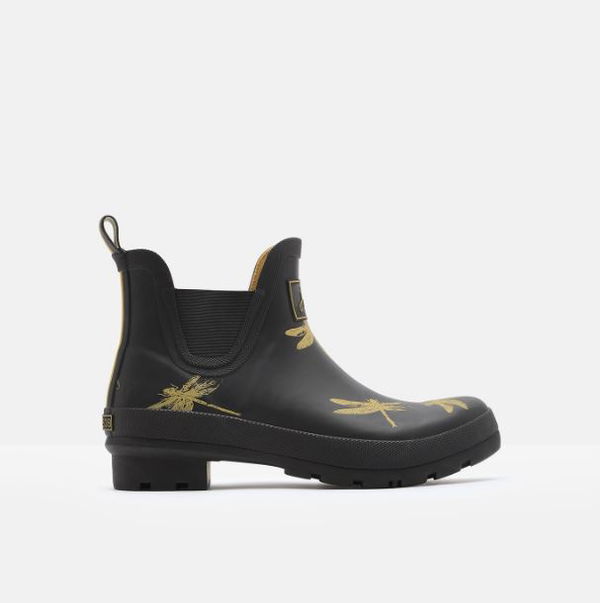 Joules Pull On Rain Boots Wellibob Black Dragonfly Jender