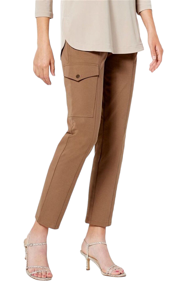 Susan Graver Weekend Petite Premium Stretch Ankle Pants Desert Taupe