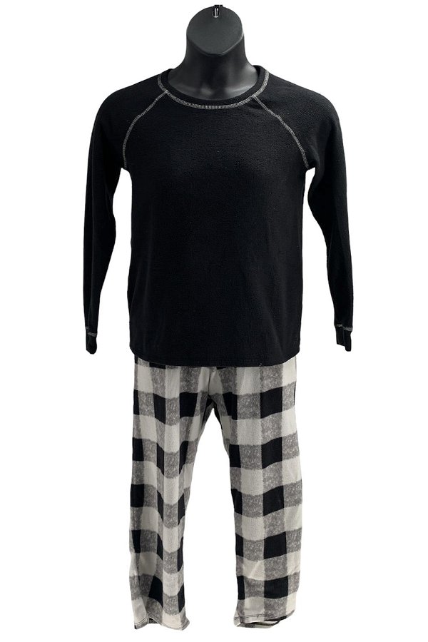 Cuddl Duds Fleecewear with Stretch Pajama Set Black Ivory Buffalo