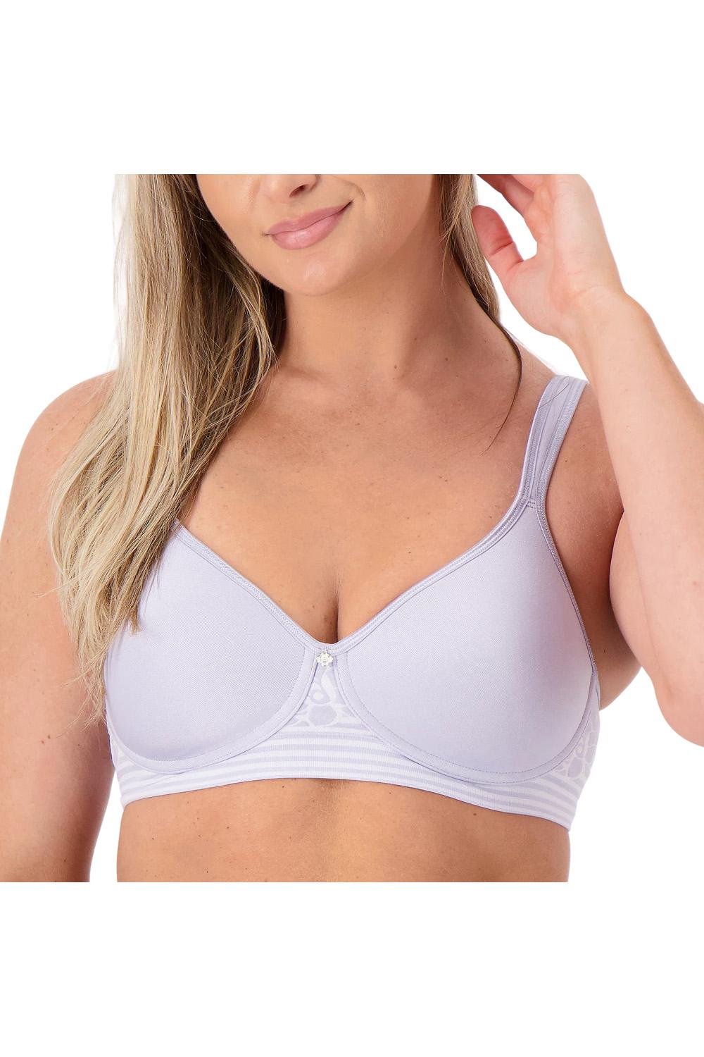 As Is Breezies Floral Stripe Seamless Wirefree T-Shirt Bra 