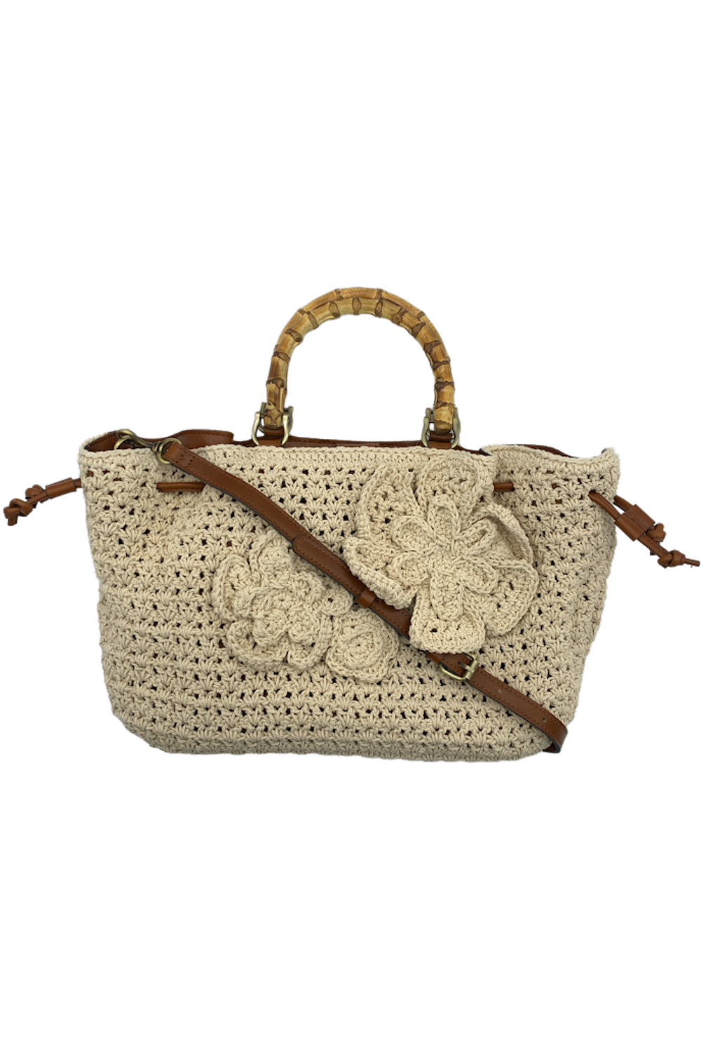 NWT Patricia Nash Cantinella Crochet Bag W Bamboo Handles Natural Dust newest Bag