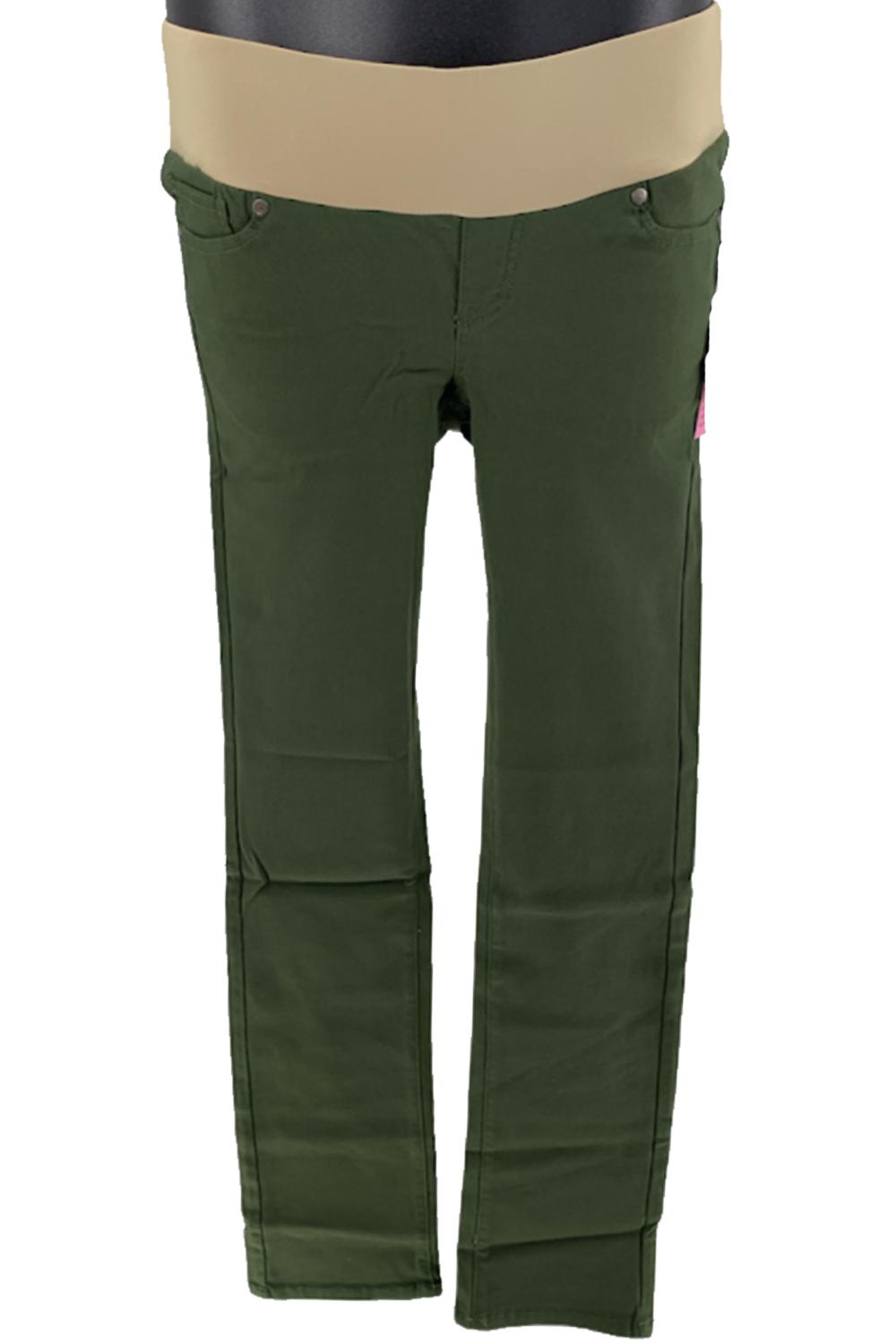 Times 2 Twill Maternity Under-Belly Straight-Leg Pants Olive