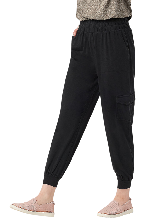 AnyBody Cozy Knit Cargo Jogger Pant Black