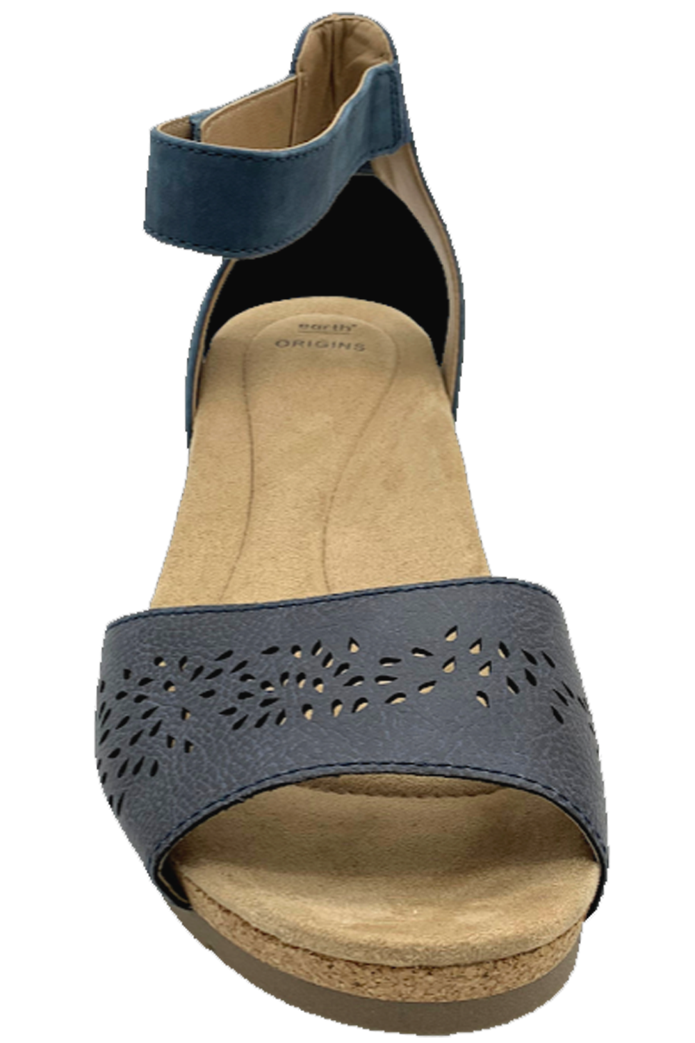 Earth Origins Leather Wedges with Ankle Strap Kendra Krystal Blue