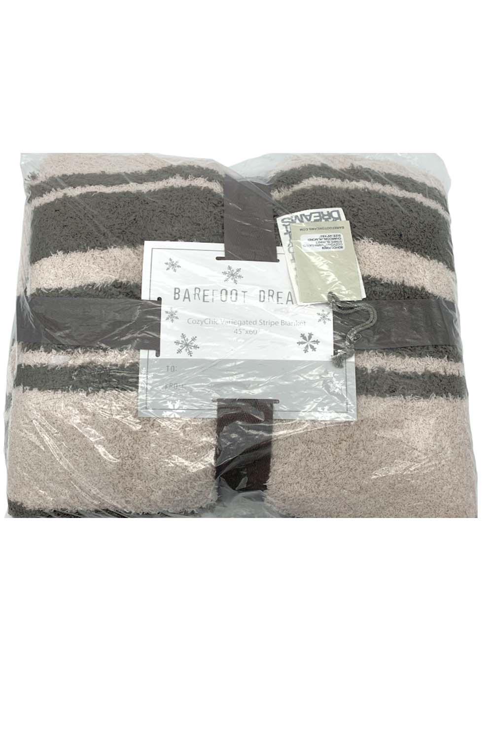 BRAND NEW Barefoot Dreams CozyChic Blanket Charcoal/White 45” X 60