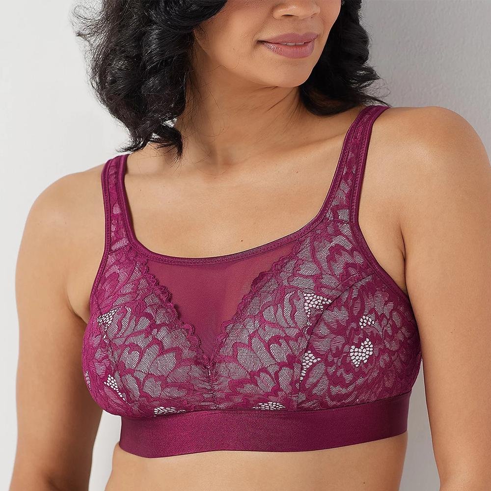 Breezies Lace Overlay Bralette Wine