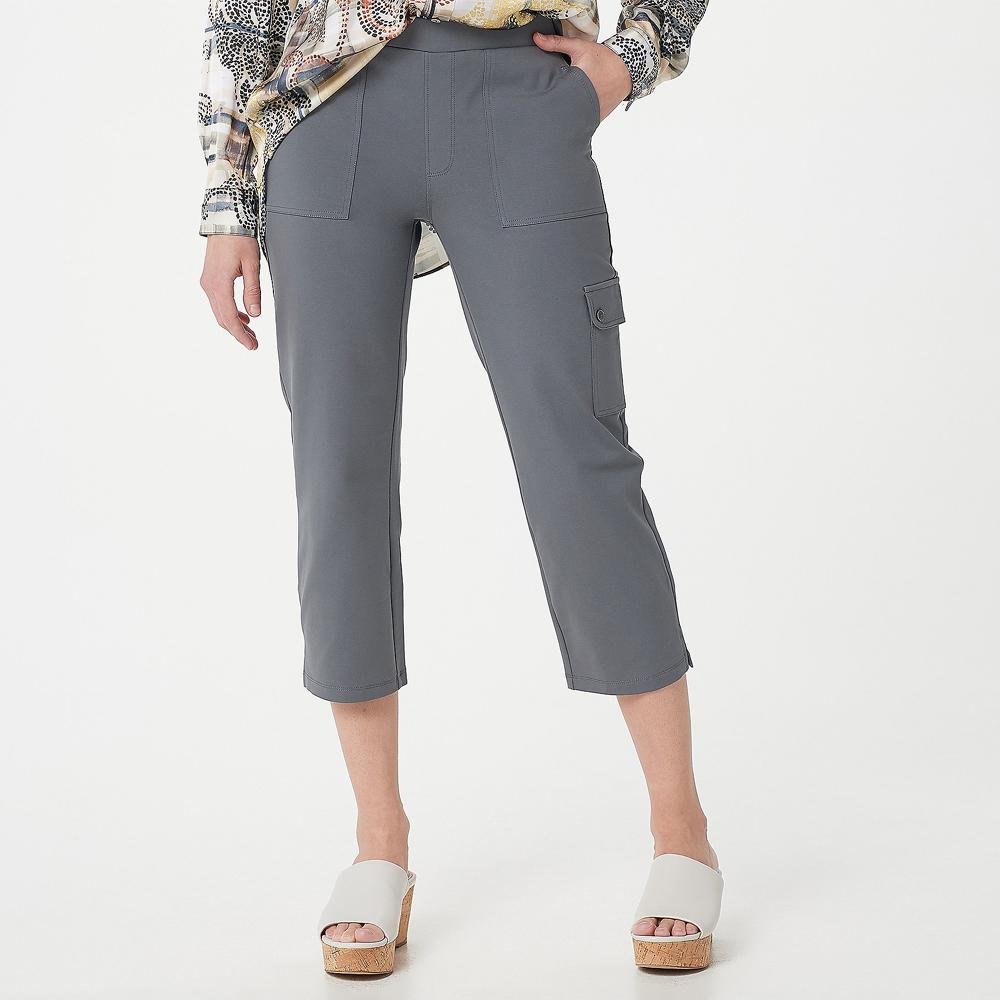 Susan Graver Weekend Premium Stretch Pull-on Crop Pant Urban Gray