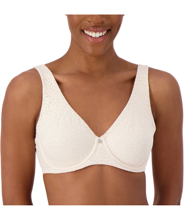 Breezies Floral Lace Underwire Support Bra Champagne