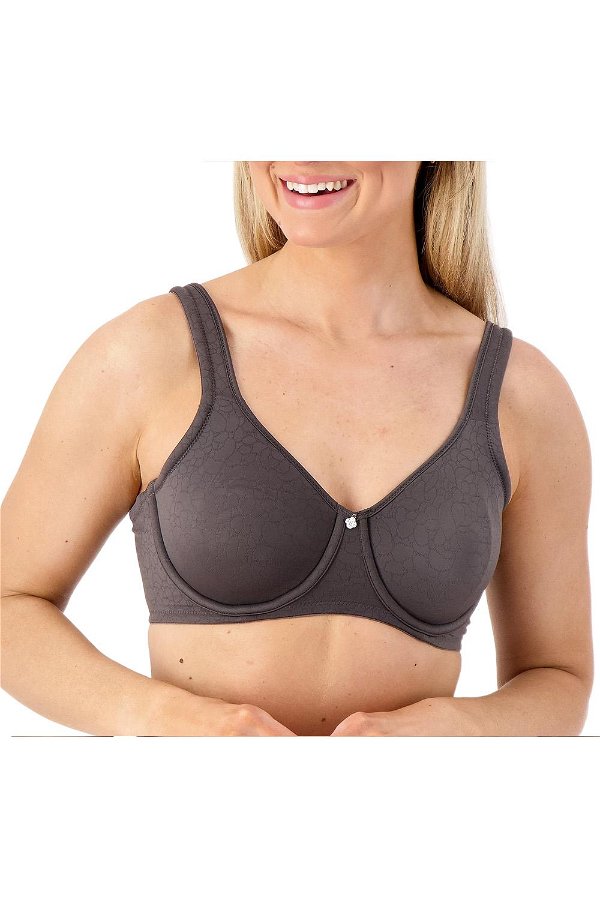 Breezies Underwire Unlined Floral Jacquard Support Bra Graphite