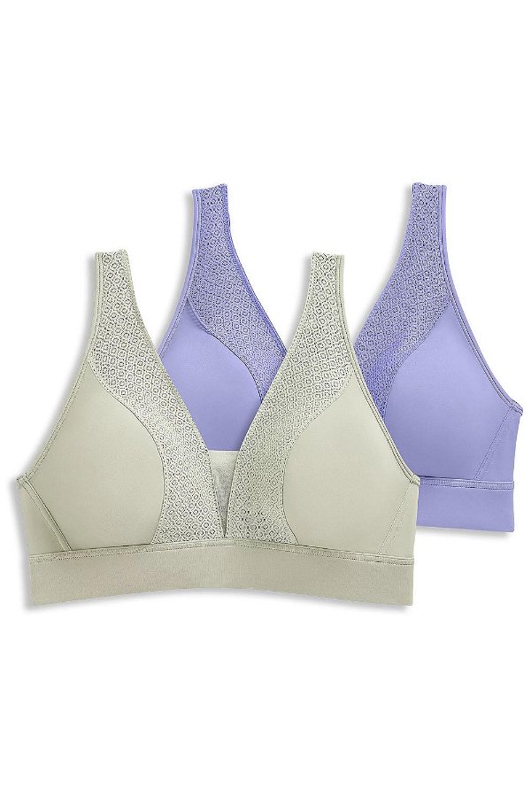 Jockey Forever Fit Lightly Lined Soft Lace Willow/Orion - Set of 2
