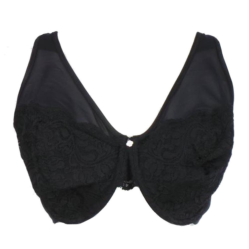Breezies Mesh and Lace Unlined Underwire Bra Black