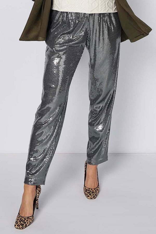 Gray pants with all-over sequins