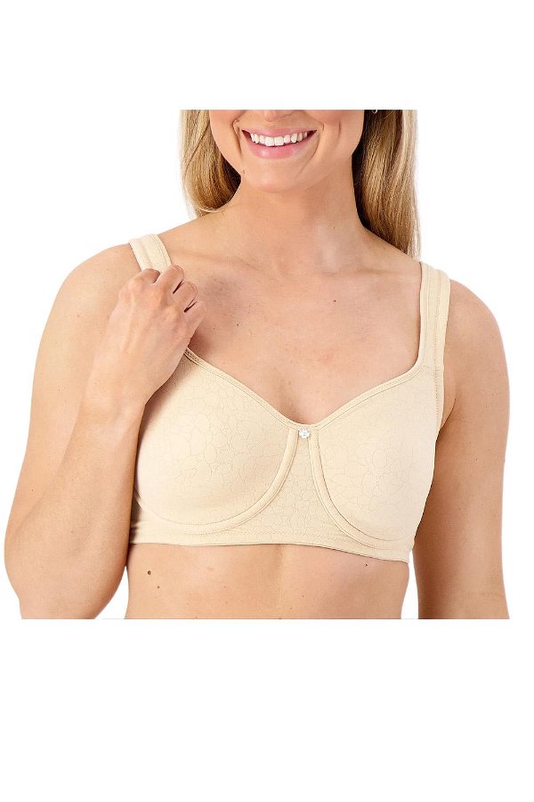 Breezies Unlined All Over Floral Jacquard Support Bra 