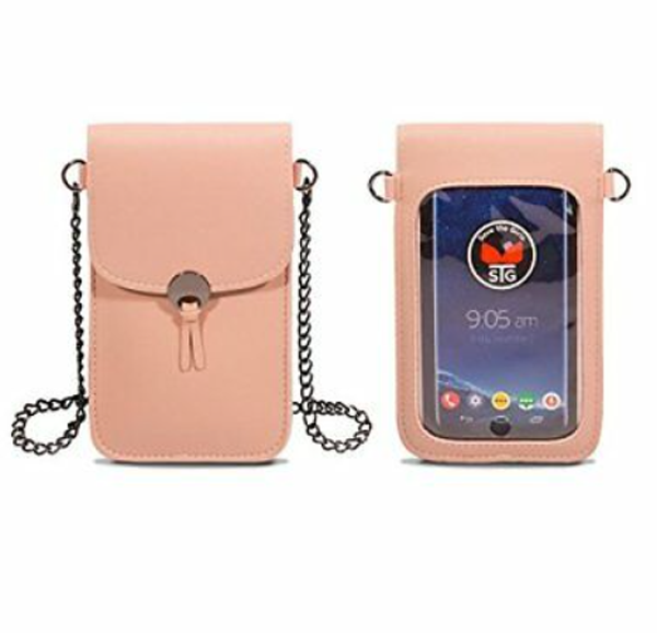 Cell Phone Purse w Touch Screen Easy Access by Lori Greiner Blush