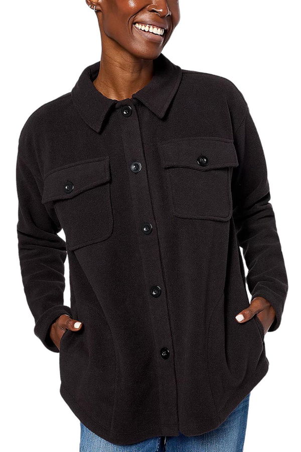 Anybody Lounge Polar Fleece Button Front Shacket 