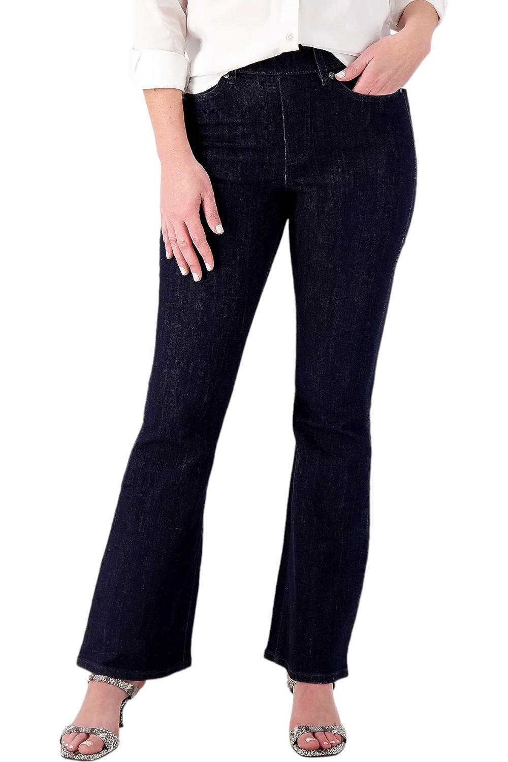 Susan Graver Regular Stretch Denim Pull-On Flare Jean 