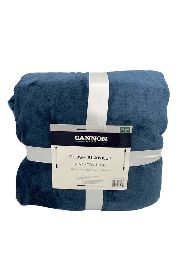 Cannon Solid Plush King Cal King Blanket Blue Jender