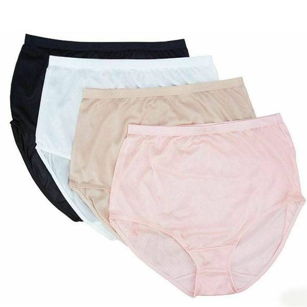 Breezies 100% Nylon Full-Brief Panties Seashell Pink - Set of 4