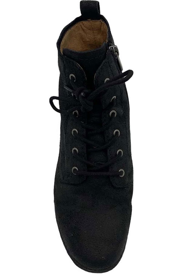 Earth Leather Lace-Up Ankle Boots Janel Black