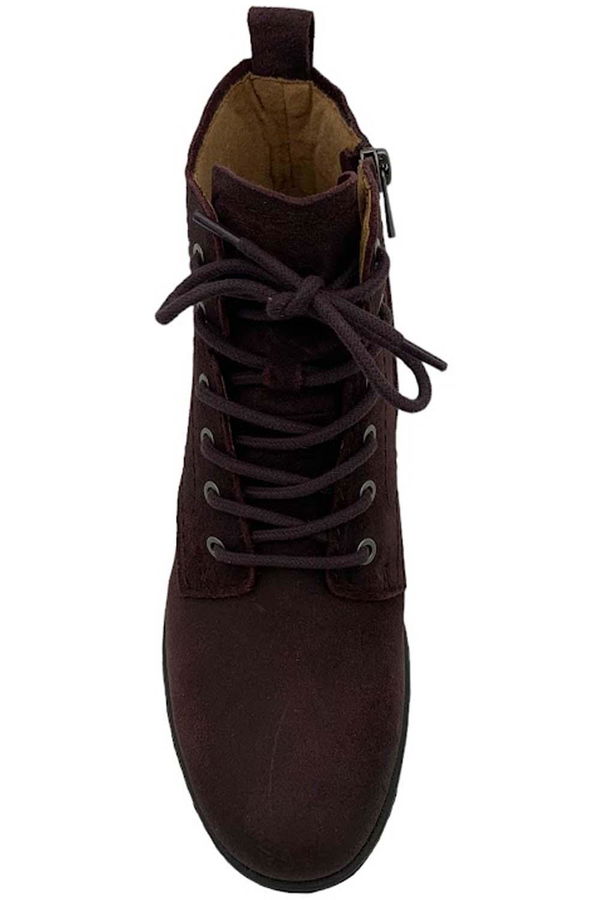 Earth Leather Lace-Up Ankle Boots Janel Dark Red