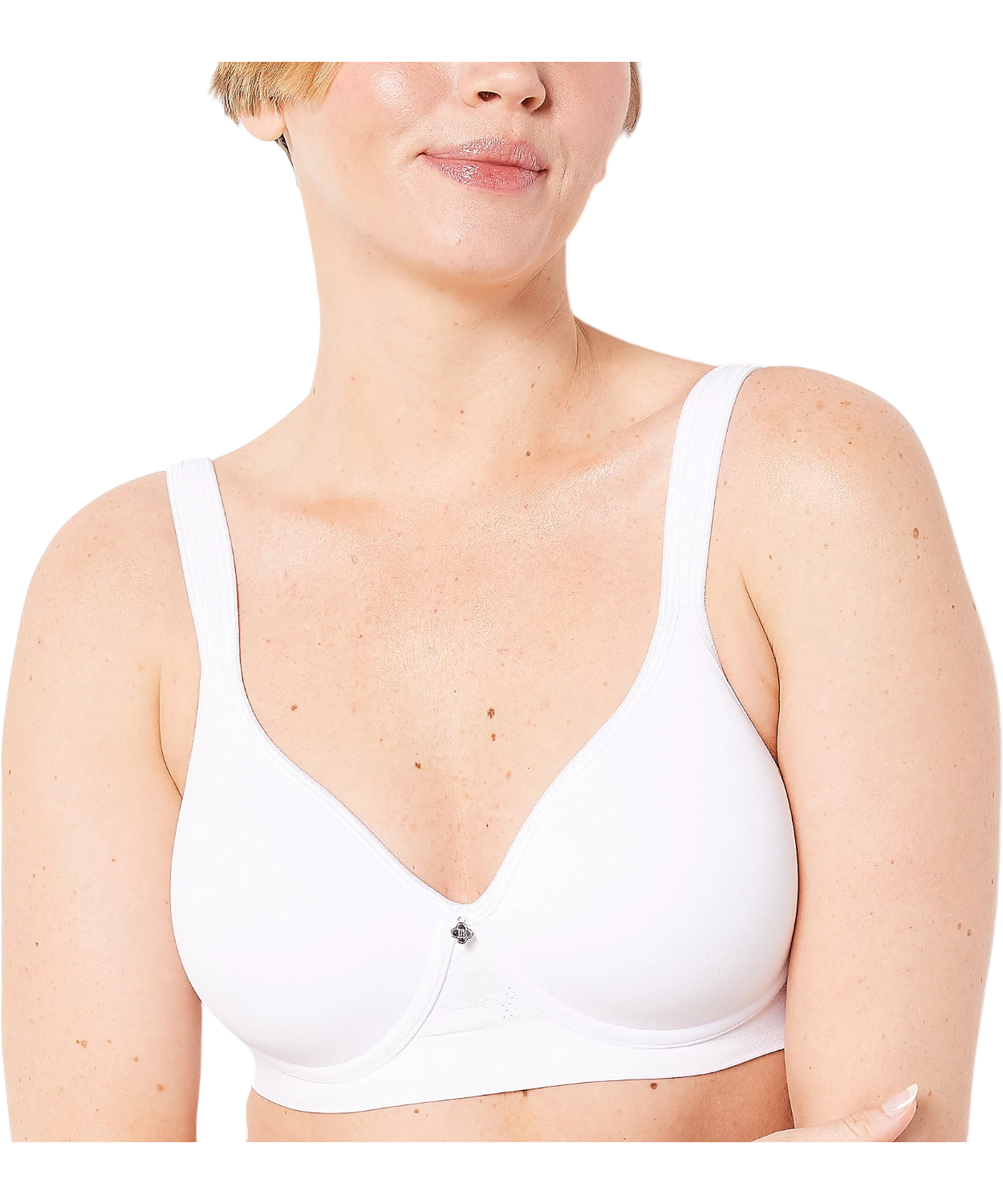 Breezies Seamless Long Line Wirefree Contour Bra with Lace Band 