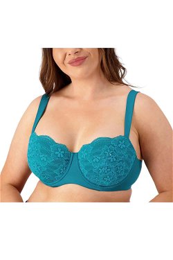 Breezies Soft Support Underwire Bra with Contrast Lace Black