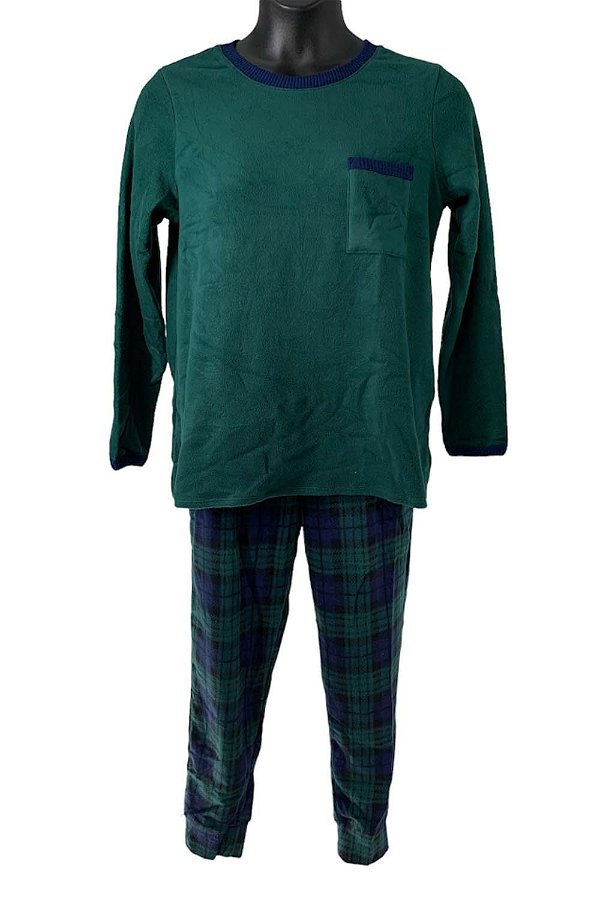 Cuddl Duds Fleecewear Stretch Jogger Pajama Set Evergreen/Plaid
