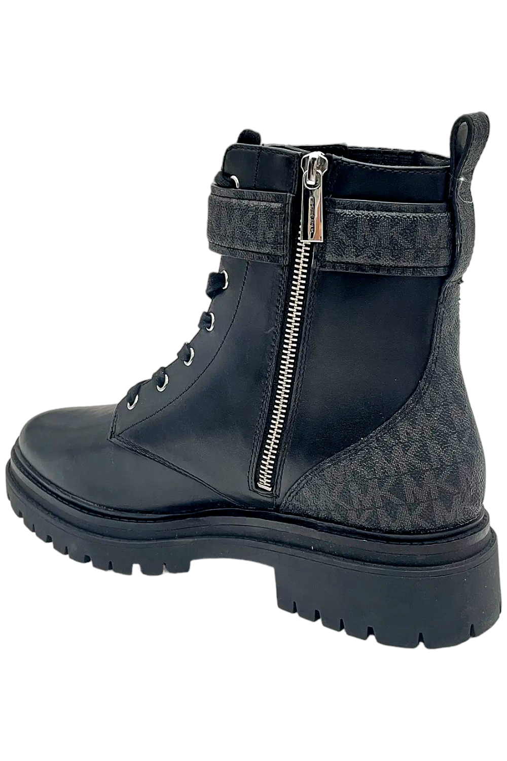 Michael Kors Women's Parker Leather Combat Boot Black | Jender