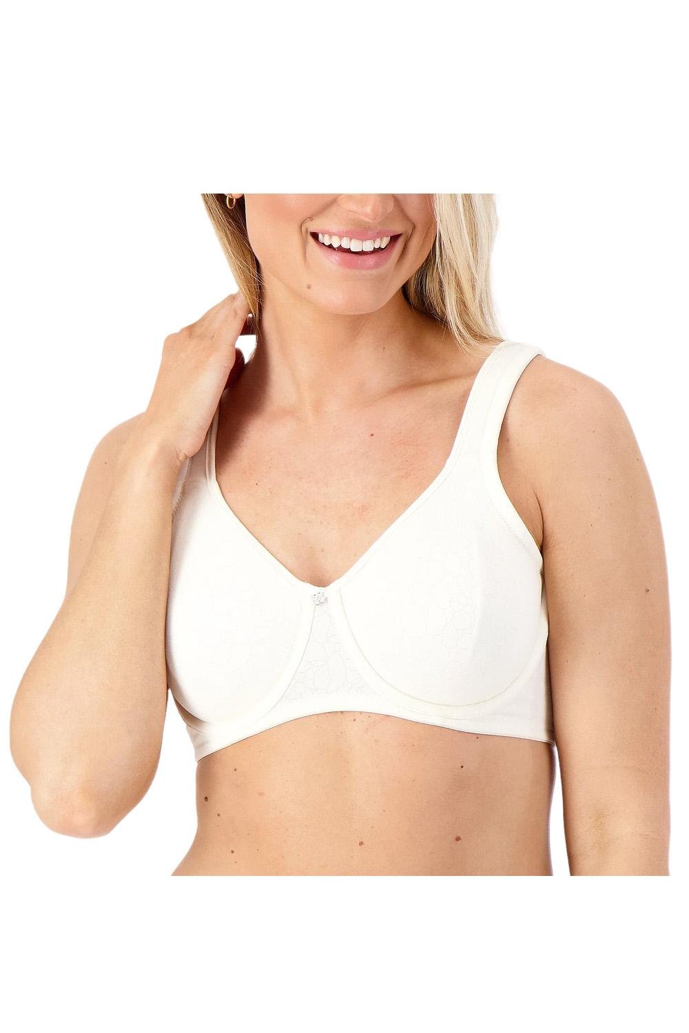 Breezies Underwire Unlined Floral Jacquard Support Bra Cream