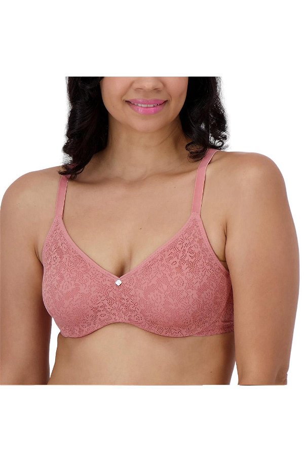 Breezies Lace Unlined Underwire Support Bra Vintage Pink