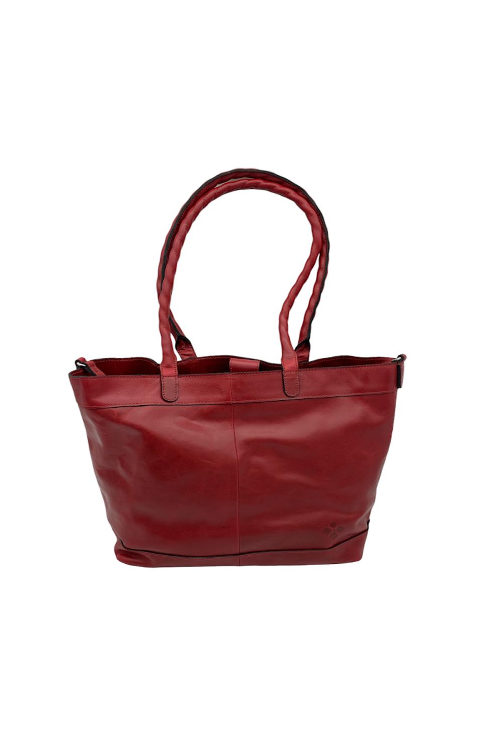 Patricia Nash Convertible Leather Mallory Tote Red