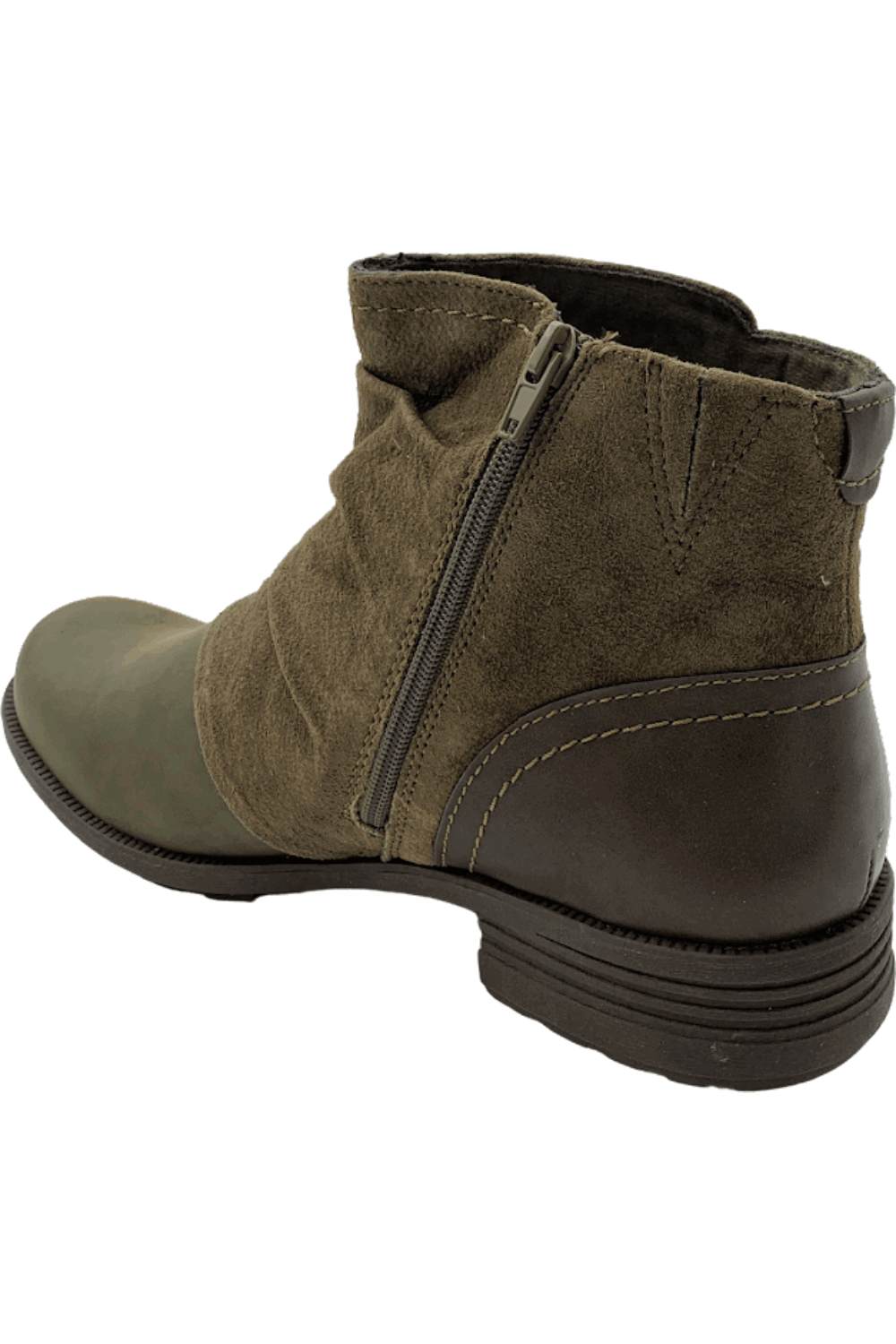 Earth Origins Leather Suede Ankle Boots Phoenix Olive Jender