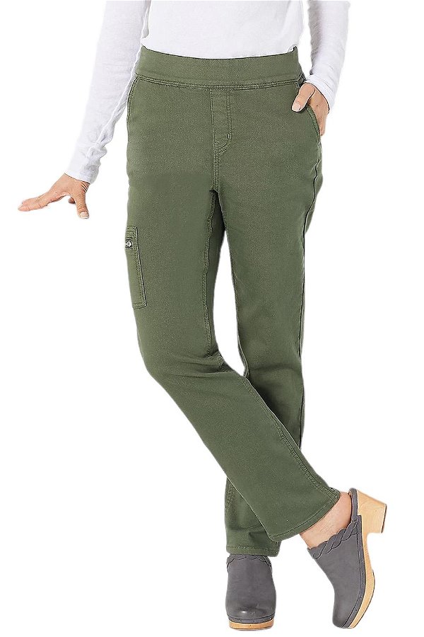 Denim & Co. Colored Comfy Knit Straight-Leg Jeans Dark Olive