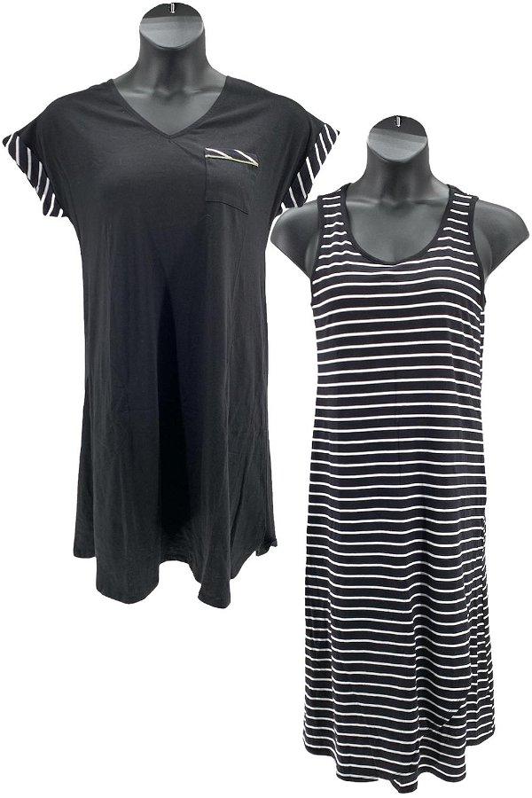 Carole Hochman Cotton Jersey Maxi Tank & Sleepshirt Set Black