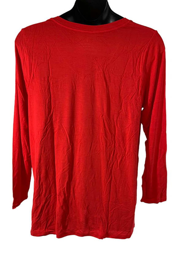 Cuddl Duds Softwear with Stretch V-Neck High Low Top Racing Red