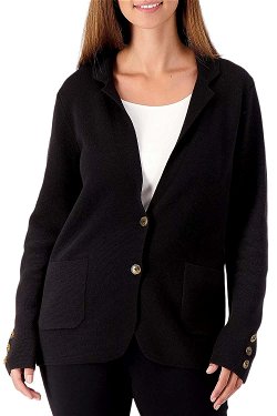 Denim & Co. Comfy Knit Long Button-Front Denim Jacket 