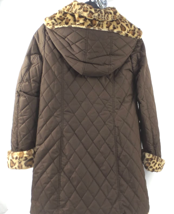 Dennis basso reversible diamond quilted and deals faux fur coat