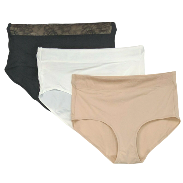 Breezies Lace Essentials Full Brief Panties Basic - Set of 3