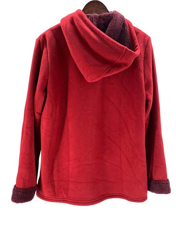 Cuddl Duds Fleecewear Bonded Sherpa Snap Front Jacket Red