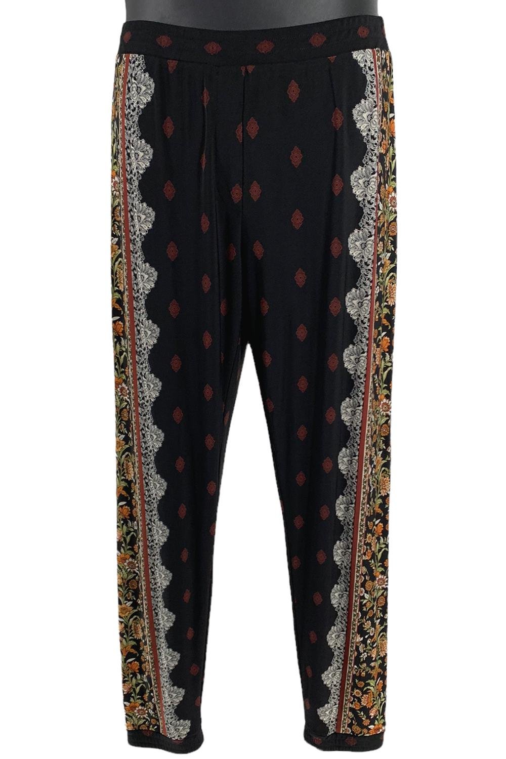 Susan Graver Printed Knit Pull-On Joggers Black