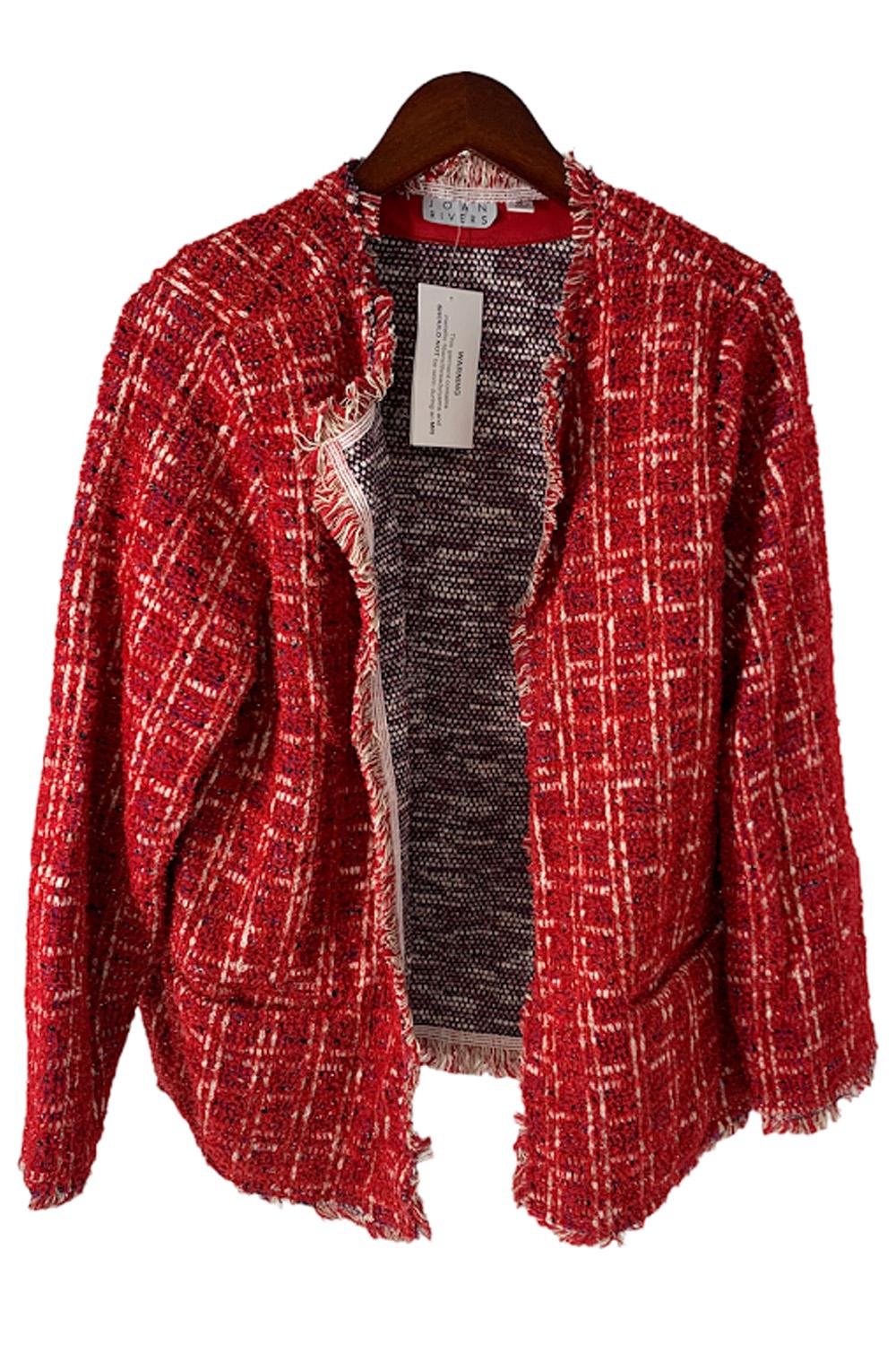 NWT Joan Rivers Ribbed Red Jacket Blazer Rhinestone Pearl Embellished Size  XS | eBay