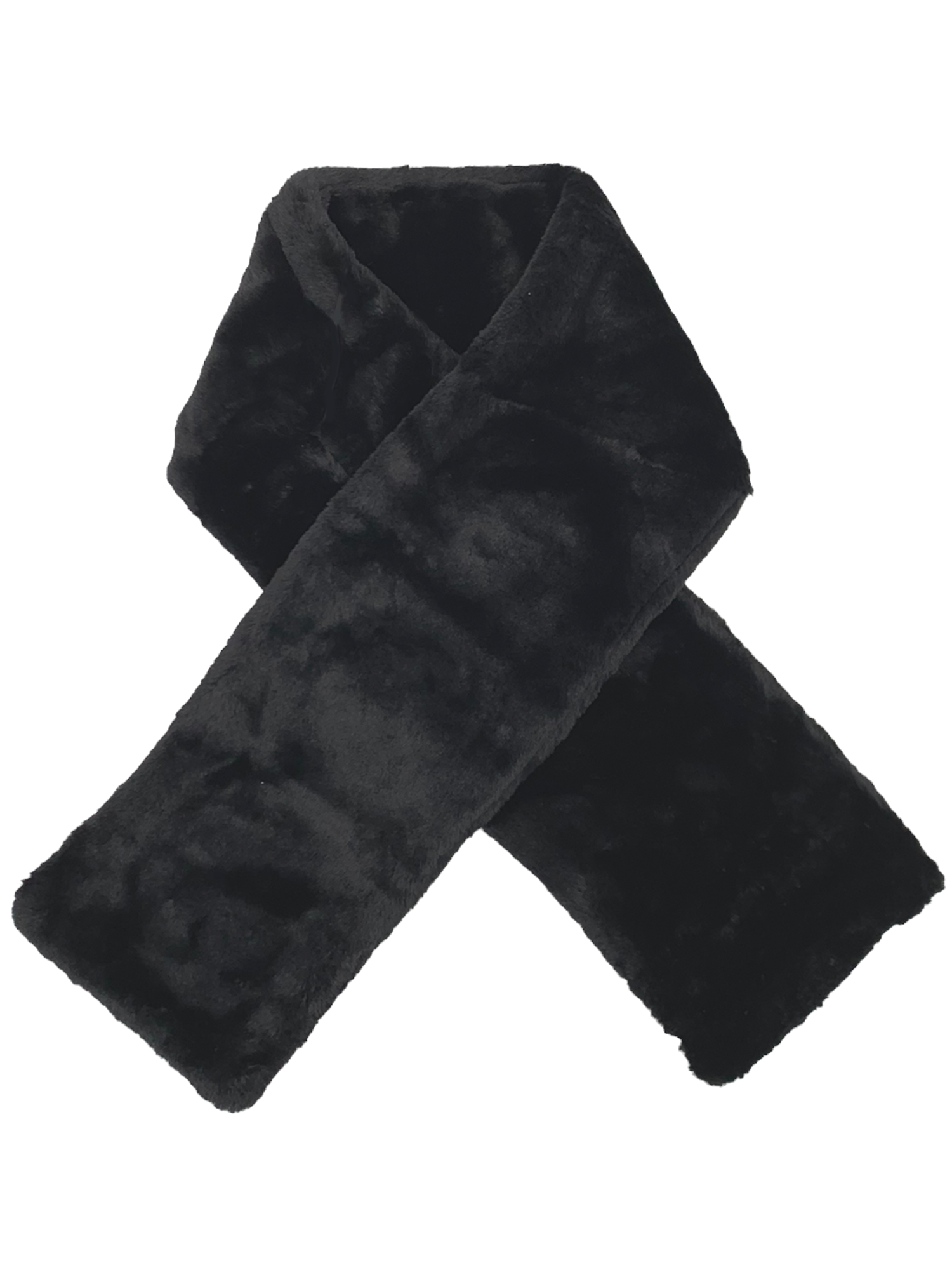 Sprigs Faux Fur Pull-Through Scarf with Zipper Pocket Slate Black