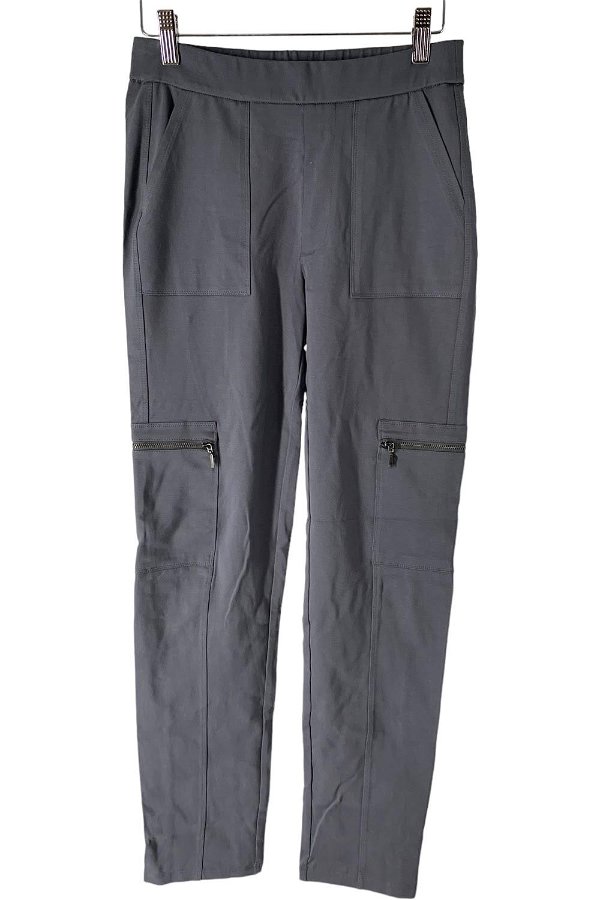 Susan Graver Weekend Premium Stretch Pull-On Cargo Pants Dark Pewter